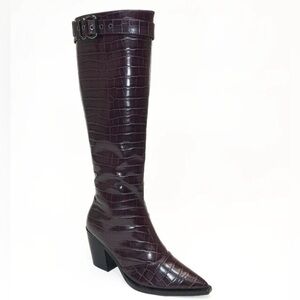 Rosie Burgundy Croco Boots